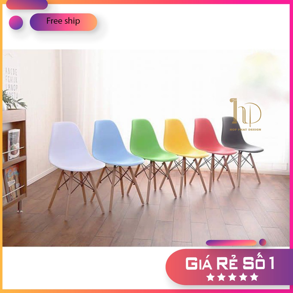 ☀️FREESHIP ☀️GHẾ EAMES Chân Gỗ Đan Thép (Ghế làm việc, quán cafe, phòng ăn...) Kiểu Hiện Đại Hàn Quốc full màu