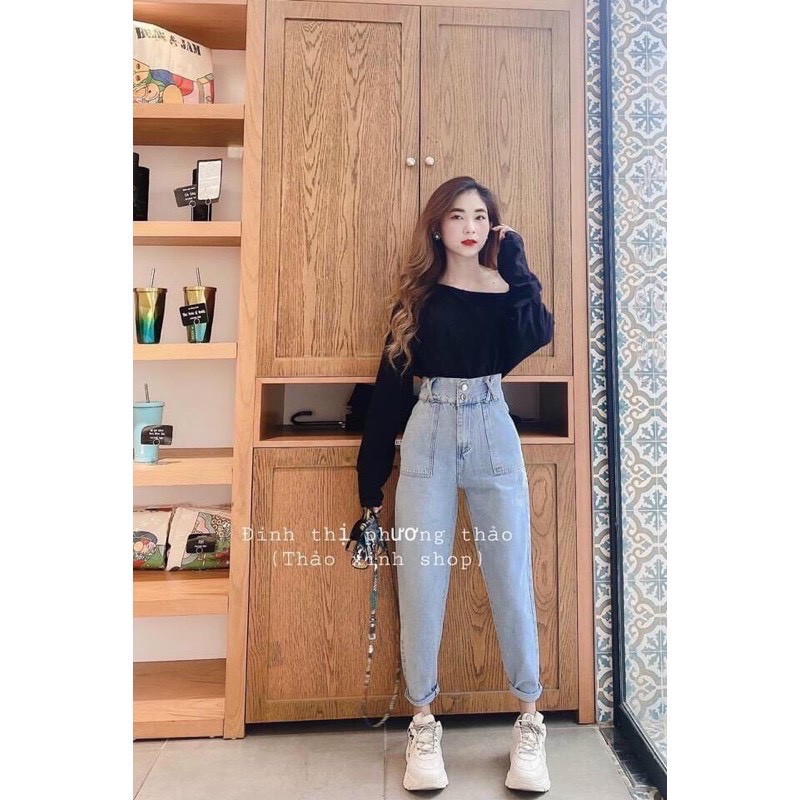 Quần Jean Nữ Chất Liệu Đẹp BAGGY ĐỈA CHÉO VIET FASHION