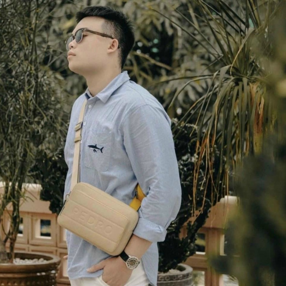 Túi nam đeo chéo Pedro kèm túi tròn nhỏ cá tính size 23