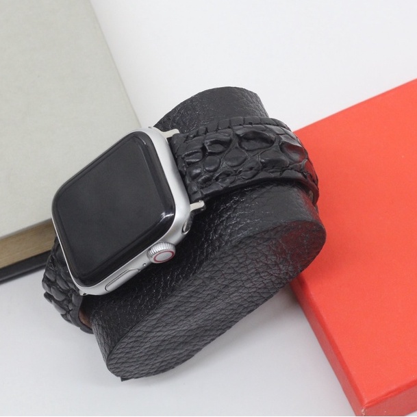 Dây Đeo Thay Thế Apple Watch II Dây Đồng Hồ Vân Gai Chân Da Cá Sấu Cao Cấp Độc Lạ Phù Hợp Với Các Series SE 7/6/5/4/3/2