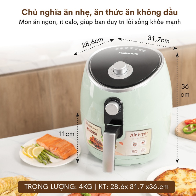 Nồi chiên không dầu 5L Nhật Bản Nhập Khẩu Fujihome tự ngắt