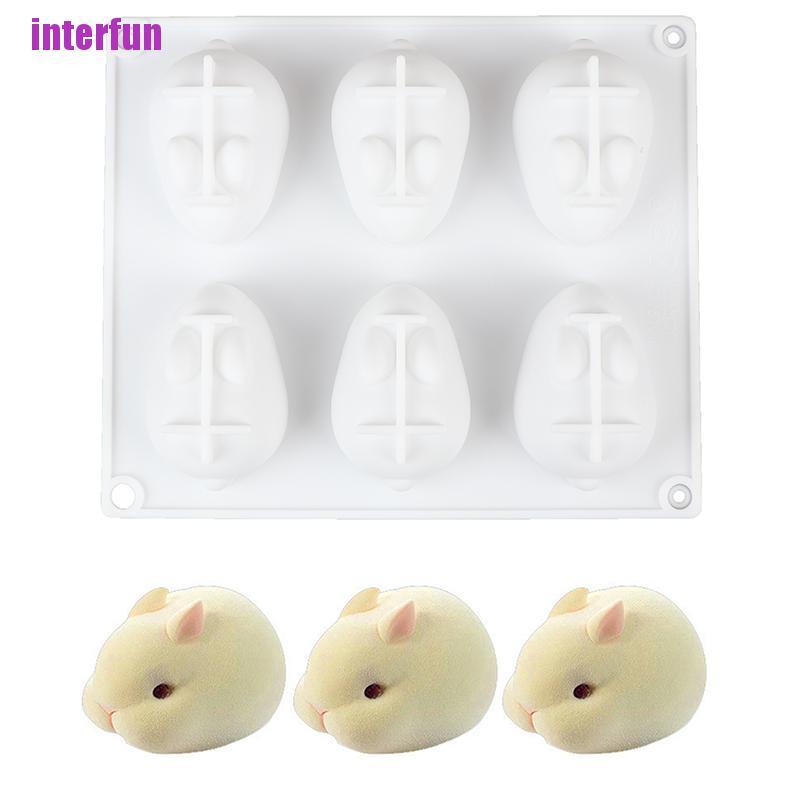 Khuôn silicon 6 Ngăn Hình Thỏ 3D Đáng Yêu