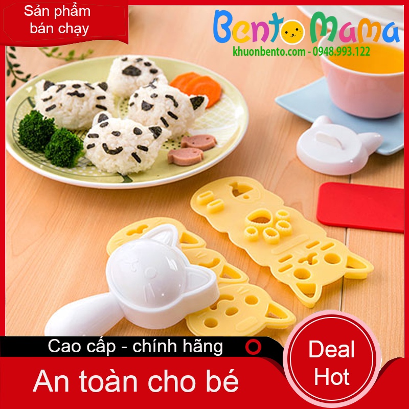 [Cao cấp] BỘ DỤNG CỤ ÉP CƠM BENTO HÌNH MÈO NEKO