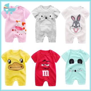 Bộ Áo Liền Quần Ngắn Tay In Hoạt Hình Cho Bé Trai Và Bé Gái Sơ Sinh