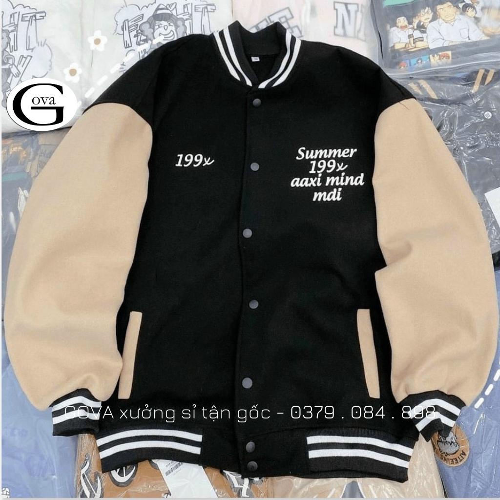 Áo Bomber nỉ 199X Ulzzang form rộng Unisex áo khoác nỉ bông GOVA