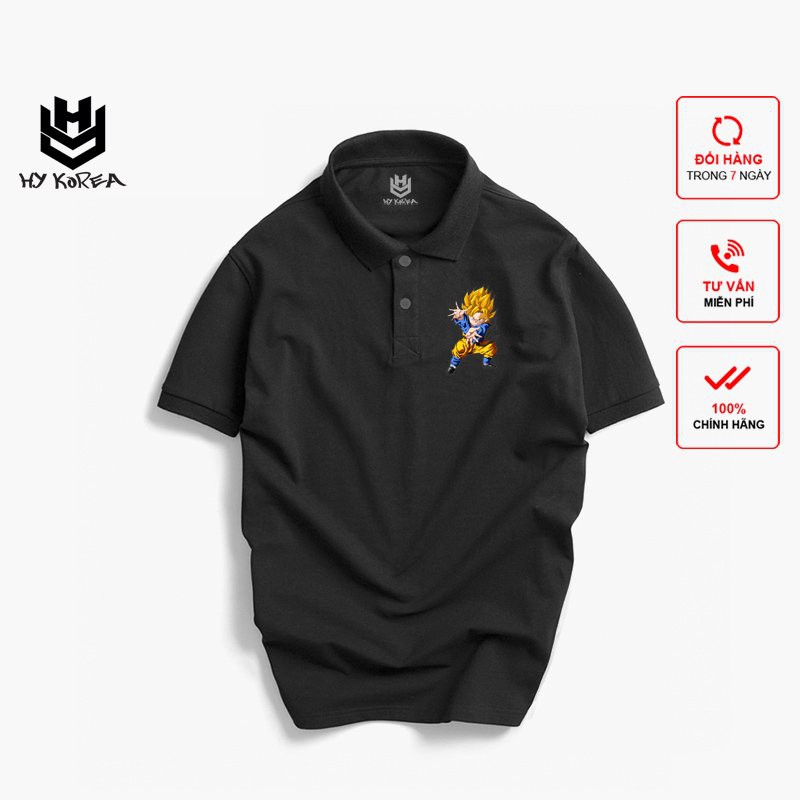 Áo Thun Polo HY Korea Nam Nữ Vải Cá Sấu 4 Chiều Cổ Trụ In Hình Phong Cách Hàn Quốc DC227.