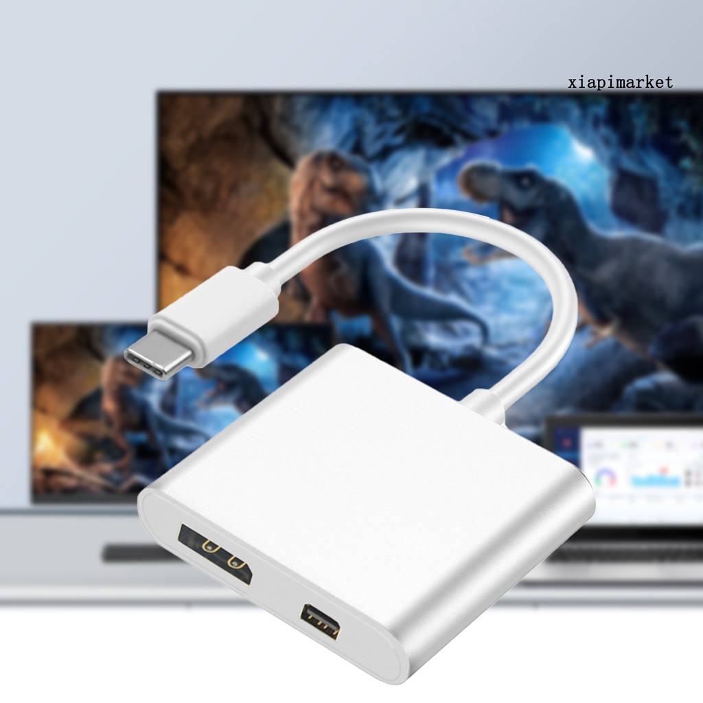 LOP_USB-C Converter 2 in 1 Stable Connection USB 3.0/3.1 3-port Compact Adapter for Laptop with DP