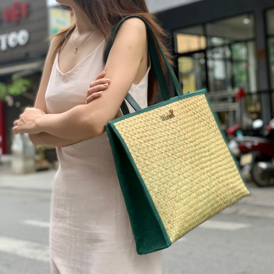 Túi xách nữ cỏ bàng Marie's túi handmade Fetta có ngăn chứa lớn thời trang