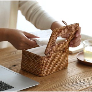 Hộp Đựng Giấy Ăn _ Kích thước 19x11H13 Chất Liệu Mây Tre Đan Nghệ nhân làng nghề đan