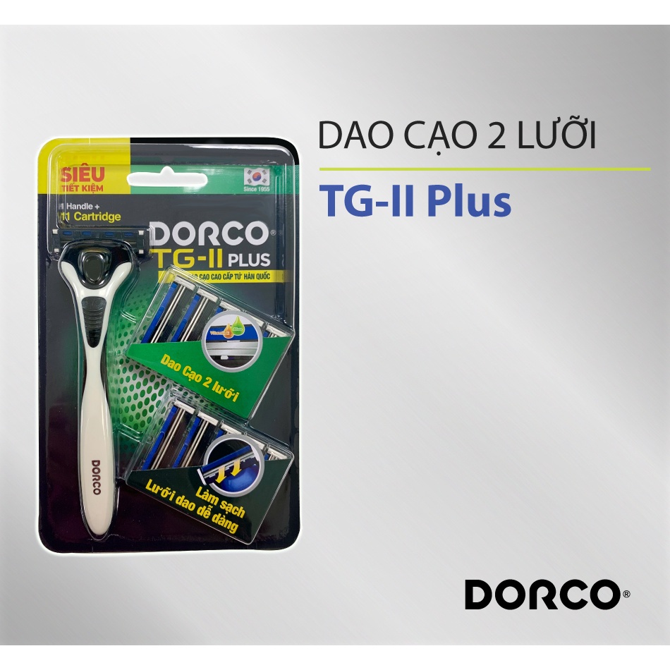 Dao cạo râu 2 lưỡi DORCO TG-II Plus System và 10 đầu thay thế