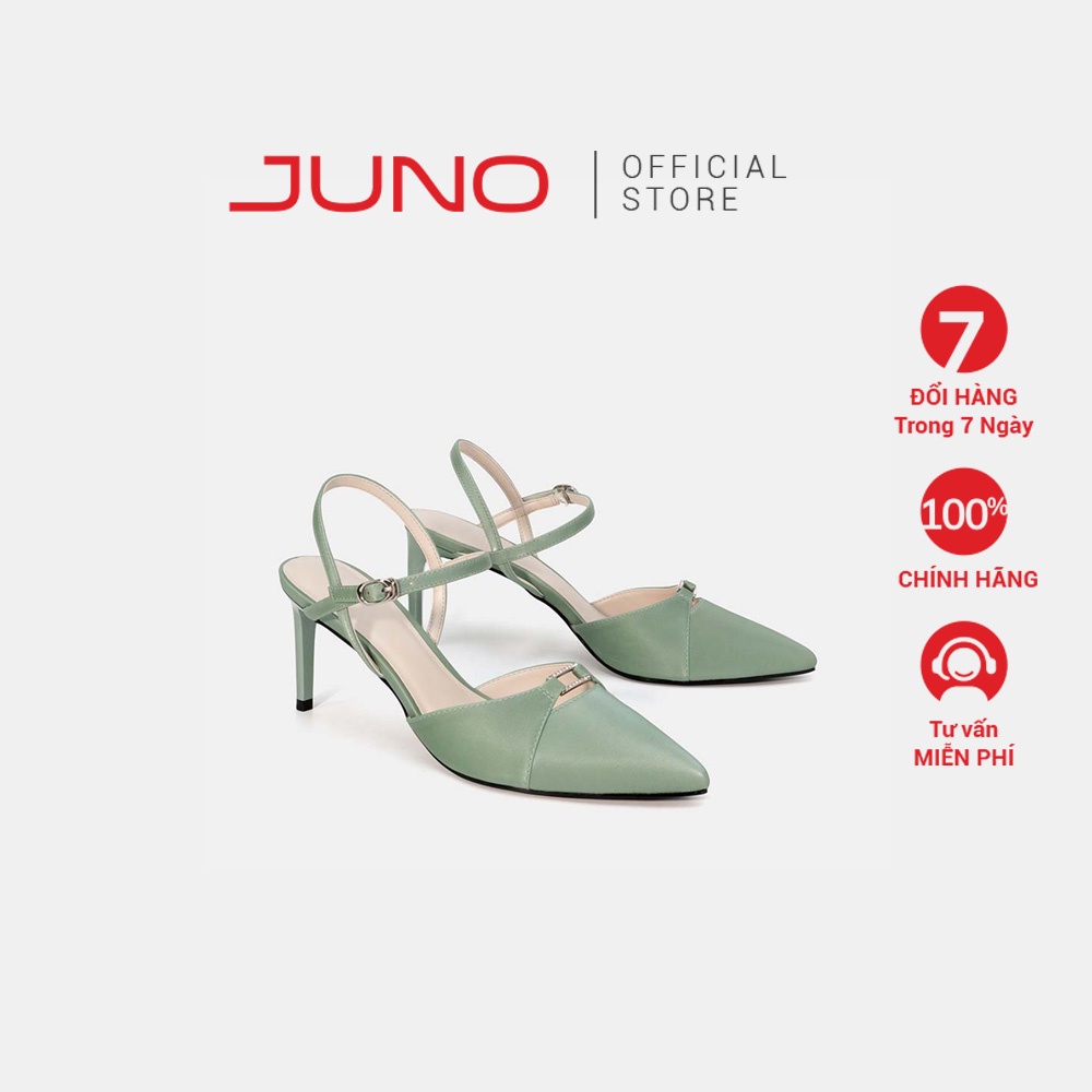 Giày Cao Gót 9cm Thời Trang JUNO Da Trơn Gót Thanh Trang Trí Đính Đá CG09141
