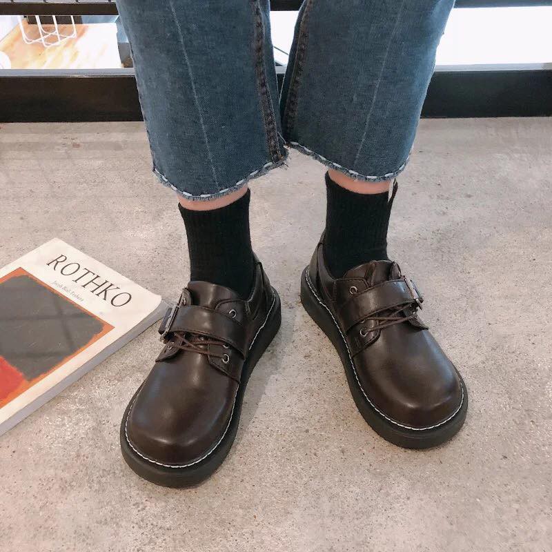 [ CÓ SAN SIZE 38,39]Giày oxford da nữ đen nâu ulzzang hàn quốc, giày học sinh nhật bản hàng order