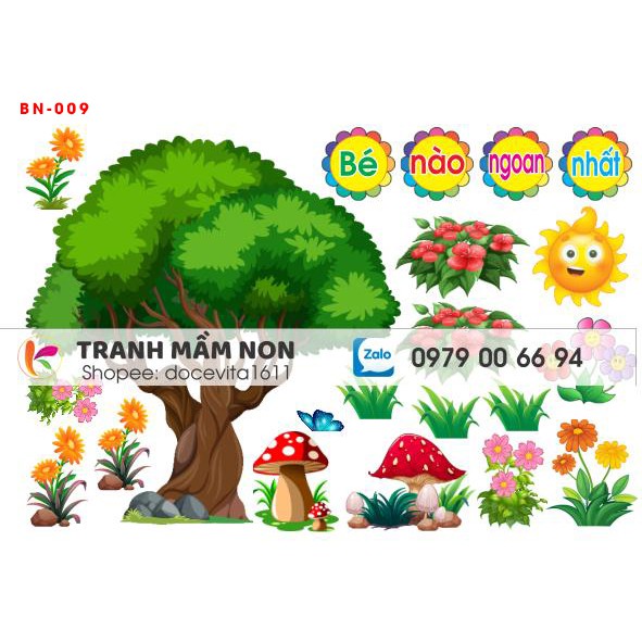 Decal mầm non- BẢNG BÉ NGOAN -2 khổ to 127x80