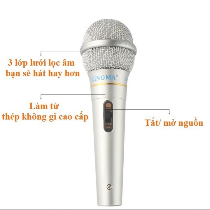 Micro Karaoke XINGMA AK-319 Chuyên Nghiệp Có Dây - Hát Karaoke Phòng Thu , Bắt Âm Tốt, Giọng Hay -Bảo hành 2 năm