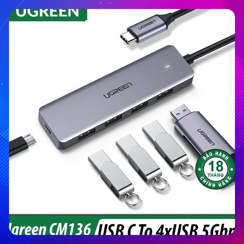 Hub Chuyển USB Type C Ra 4 Cổng USB 3.0 UGreen Chính Hãng CM219,CM136