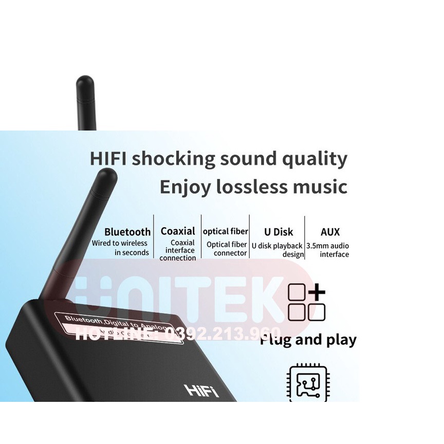 Bộ Chuyển Đổi Âm Thanh  D18, DAC HIFI Bluetooth - Bộ Chuyển Đổi Âm Thanh có (Hỗ Trợ Cổng Optical)