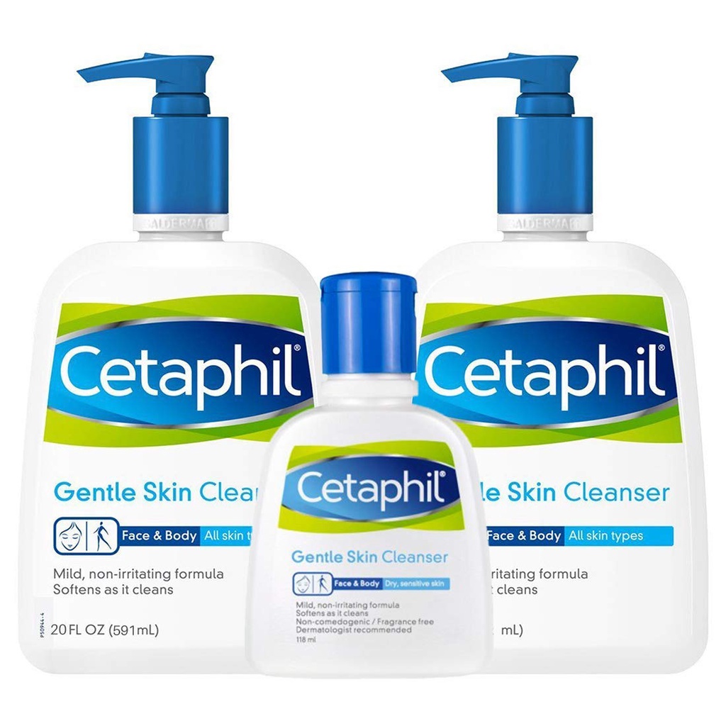 Bộ 3 chai sữa rửa mặt Cetaphil Gentle Skin Cleanser của Mỹ (2 chai x 591ml + 1 chai 118ml)