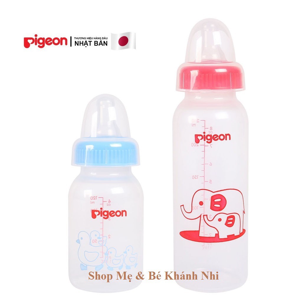 Bình sữa Pigeon 120ml/240ml nhựa PP tiêu chuẩn - Bình Sữa Pigeon Cổ Hẹp 120ml/240ml