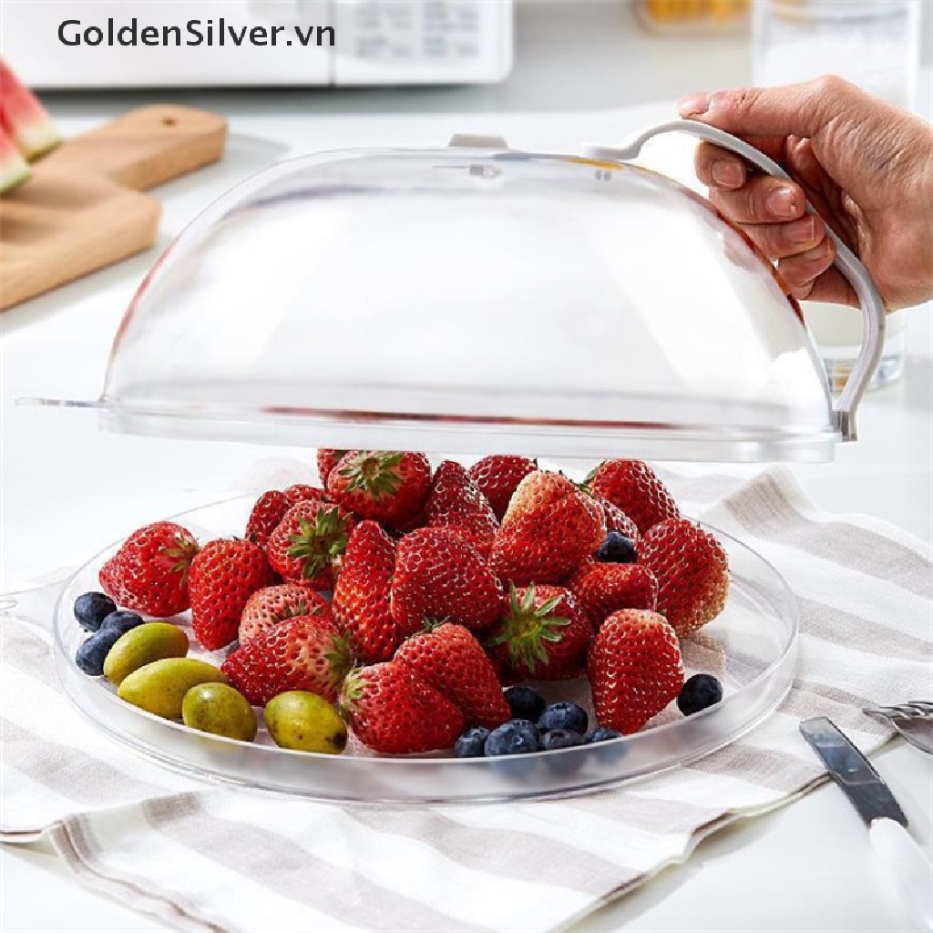 【GoldenSilver】 Microwave Food Anti-Sputtering Cover With Handle Heat Resistant Microwave Food .