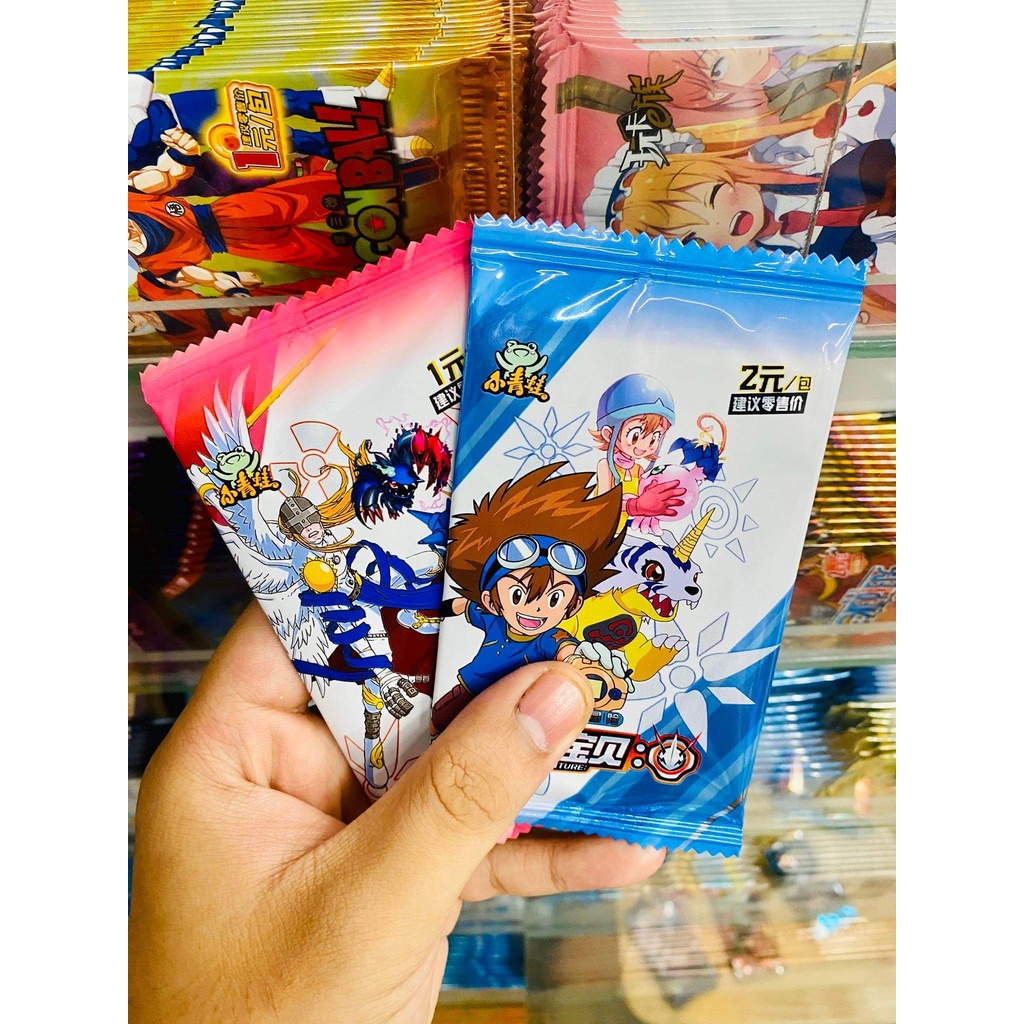 Set 5 ảnh thẻ nhân phẩm Anime Digimon ngẫu nhiên chibi xinh xắn