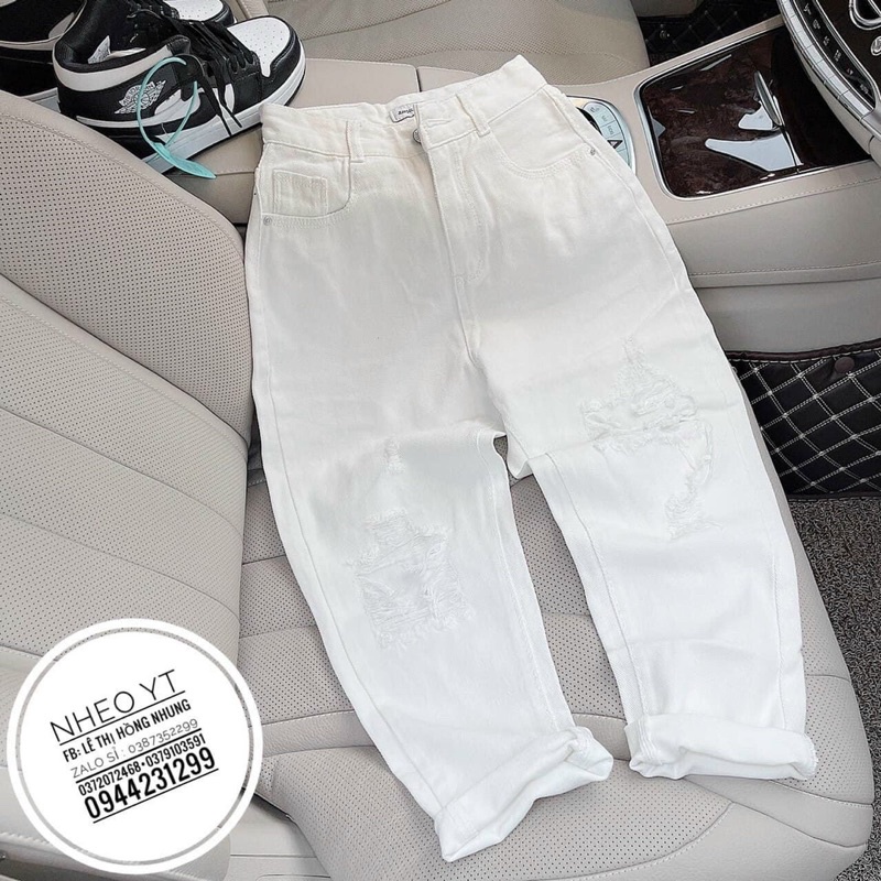 Quần baggy jean nữ rách đen và trắng size nhỏ từ 40kg đến 54kg thời trang jean 2KJEAN