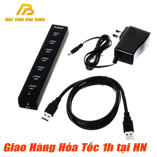 Bộ Chia USB 3.0 7 CỔng Orico H7013-U3-AD Cục Nguồn Cấp Điện- HUB USB 7 Port