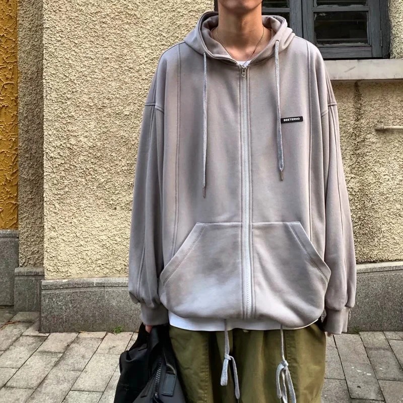 Áo khoác kiểu cardigan có mũ dáng rộng thời trang dành cho cặp đôi | BigBuy360 - bigbuy360.vn