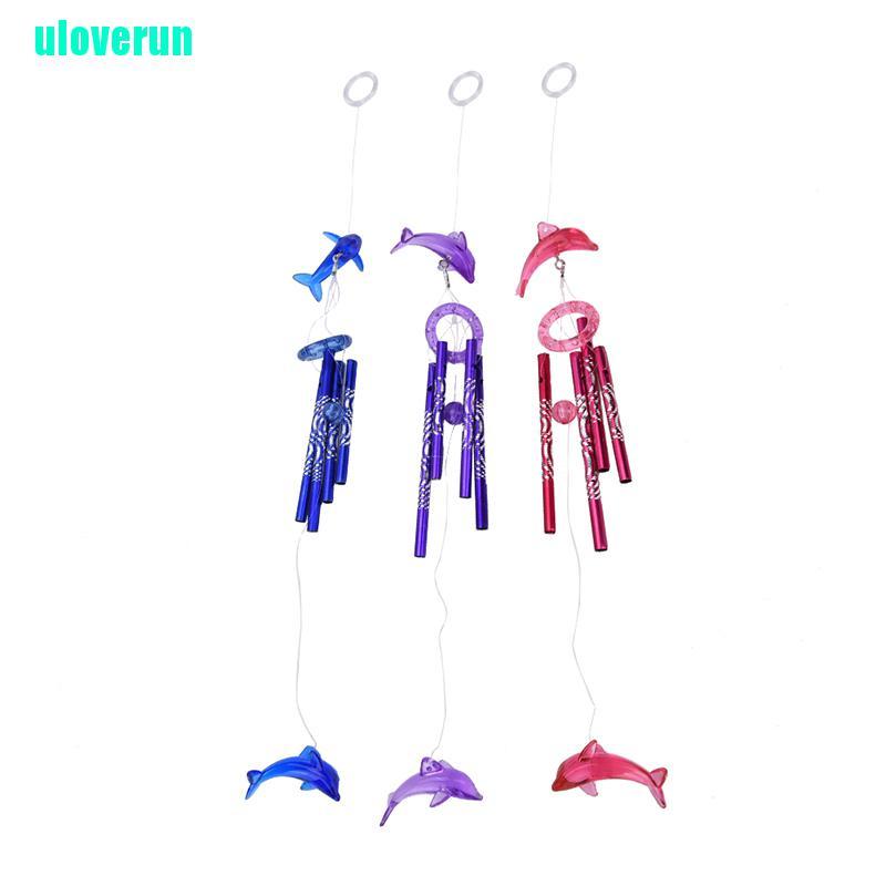 Chuông Gió 4 Ống Kim Loại Hình Cá Heo Đính Pha Lê Sáng Tạo Trang Trí Nhà Cửa
