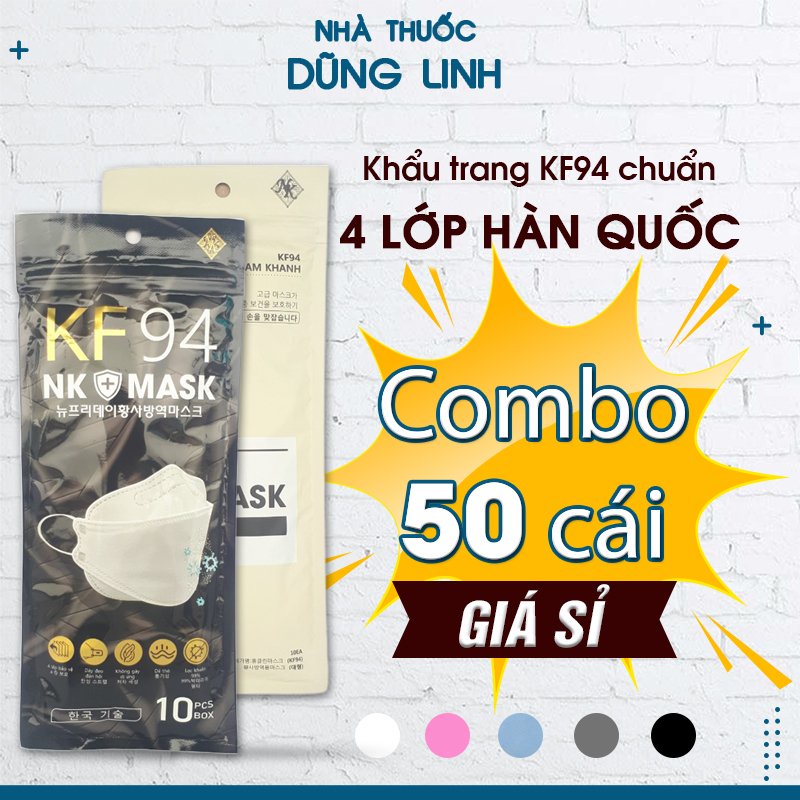 Khẩu trang kf94 4d kháng khuẩn kiểu dáng Hàn Quốc 4 lớp giá sỉ