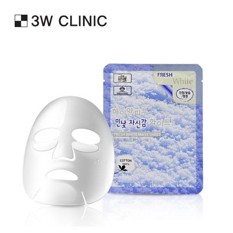 Mặt nạ tuyết dưỡng trắng da 3W Clinic Fresh White Mask Sheet 23g