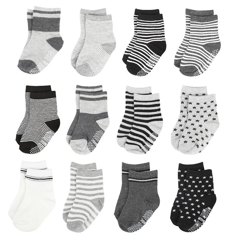 Set 12 Đôi Tất Cotton Chống Trượt Cho Bé