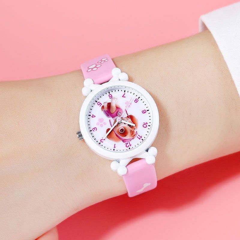 Đồng hồ kim cho bé trai bé gái trẻ em hình Đội chó cứu hộ Paw Patrol chống nước mặt nhựa cứng an toàn