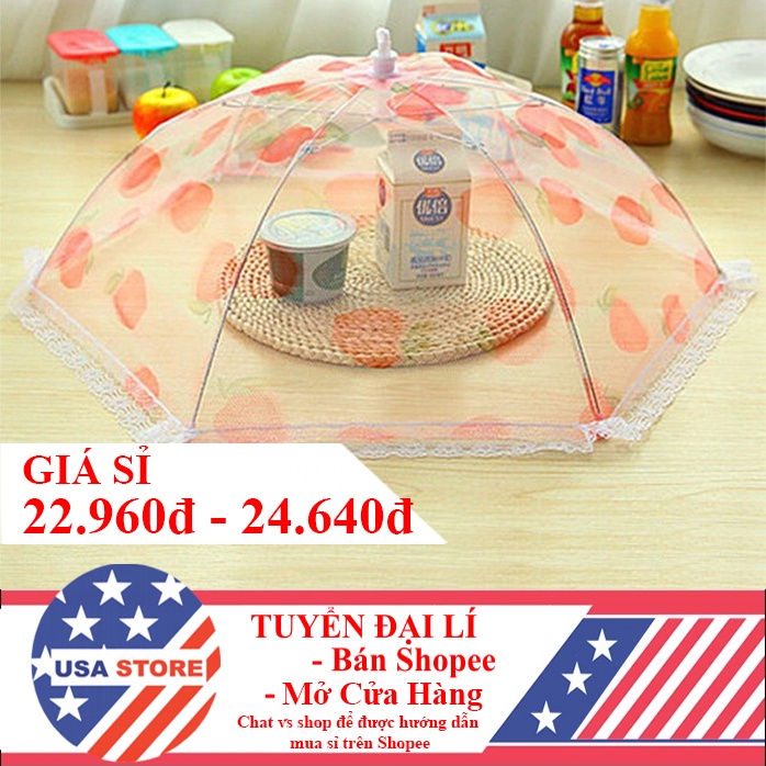 Lồng Bàn Đậy Thức Ăn Lưới Chiếc Lá/Bướm 64cm Gấp Gọn Bàn Ăn