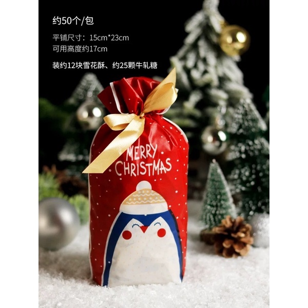 Set 10 túi rút Noel, xmas size 15 x 23.5 cm