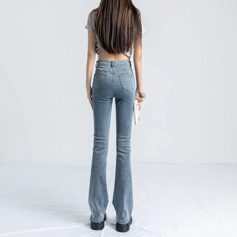 Quần jean ống loe lưng cao XIAOZHAINV phong cách retro thời trang cho nữ 4 màu tùy chọn