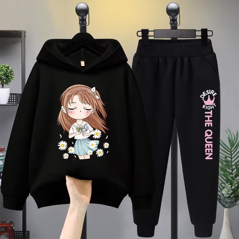 Bộ Áo Hoodie + Quần Dài In Họa Tiết Phong Cách Phương Tây Thời Trang Mùa Thu Cho Bé