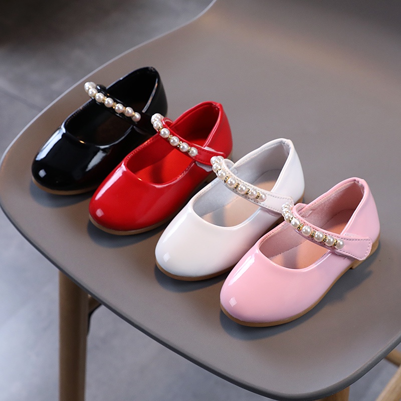 Giày búp bê da đính ngọc trai cho bé gái Size 21-36