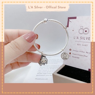 Vòng tay cho bé gái bạc ta S925.Tặng kèm 1 thẻ charm khắc tên và 1 con giáp bạc thái theo yêu cầu - LA20