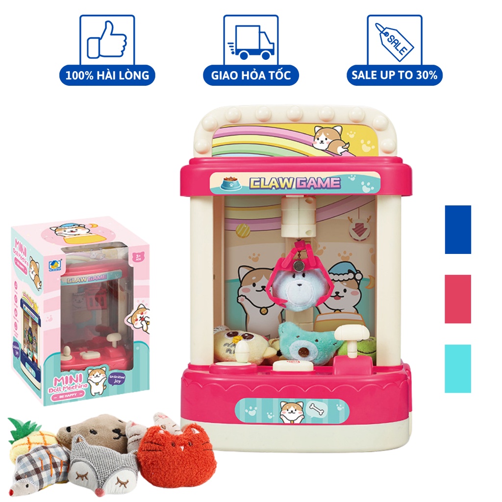 Máy Gắp Thú Bông có nhạc đèn cao 30cm tặng kèm 4 pin AA, Đồ chơi máy gắp thú mini GUDETAMA 1996