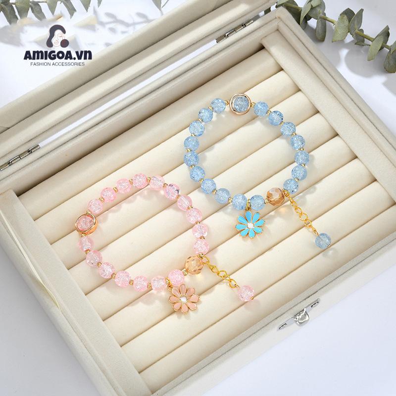 Vòng Tay Trang Sức Đính Hoa Cúc/ Dâu Tây/ Hướng Dương Dành Cho Nữ