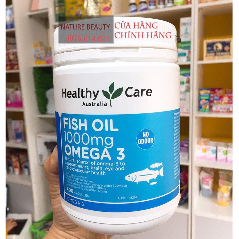 Dầu cá Healthy care Fish oil 1000mg omega3 - của Úc - 400 viên