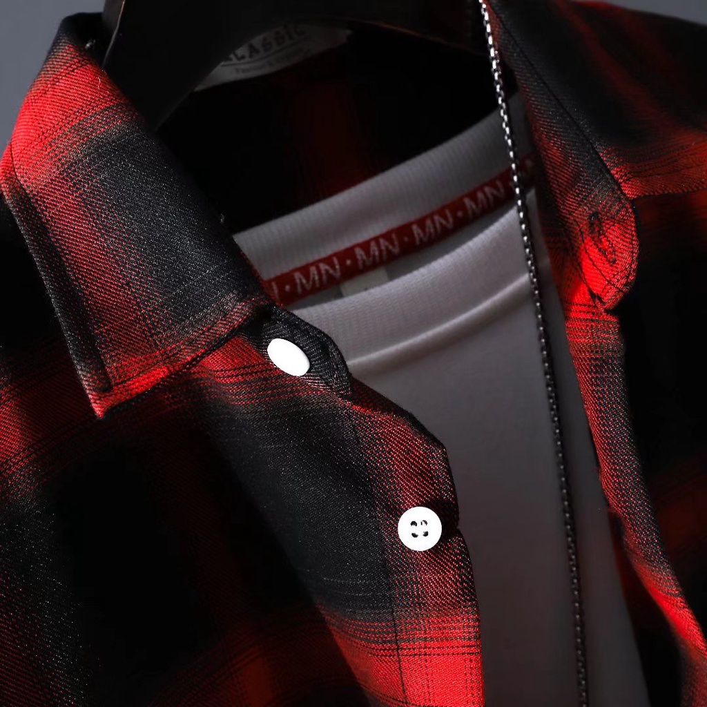 Korean Style Fashion Long Sleeve Checkered Shirt For Men