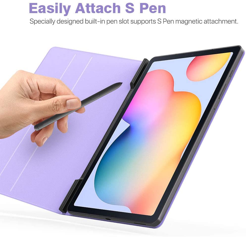 Bao da máy tính bảng PU màu sáng siêu mỏng có nam châm bảo vệ cho Samsung Galaxy Tab S6 Lite 10.4 2020