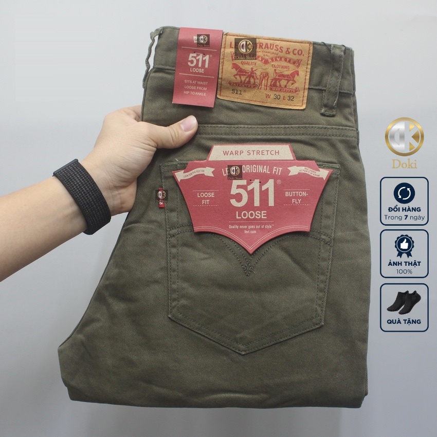 Quần Kaki Nam Cao Cấp Xanh Rêu KA-10, Quần Kaki Jean nam dáng ôm đứng, Chất vải co giãn thoáng mát - Doki