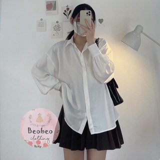 [Ảnh thật] Áo sơ mi lụa oversize tay phồng 4 màu vintage