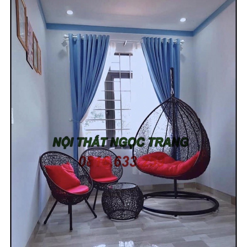 bộ xích đu bàn ghế thư giãn mây nhựa, Combo xích đu đôi sân vườn thanh lý