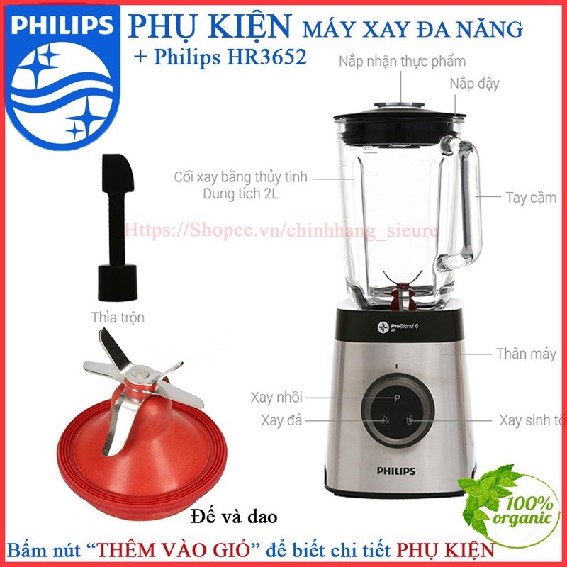 Cụm dao chính hãng- DAO SINH TỐ PHILIPS HR3652 màu đỏ