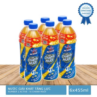 Lốc 6 Chai Nước Giải Khát Tăng Lực Chanh Muối Number1 455ml