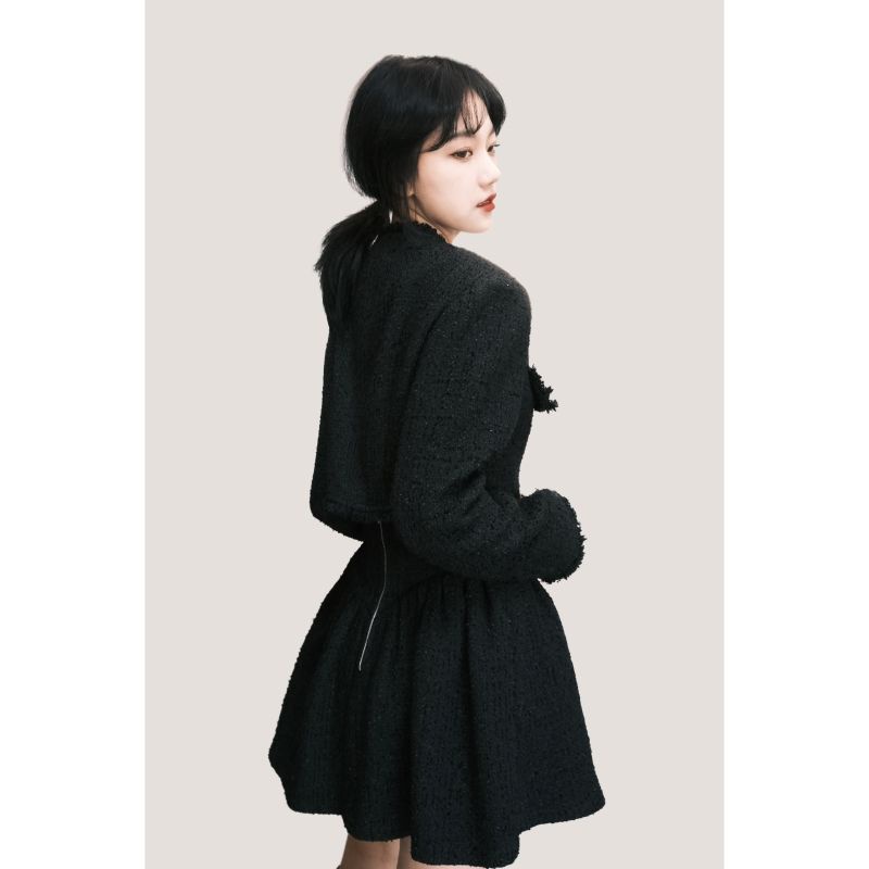 Sweet and cool floral dress high waist skirt fashion temperament suit 2021 autumn and winter new women