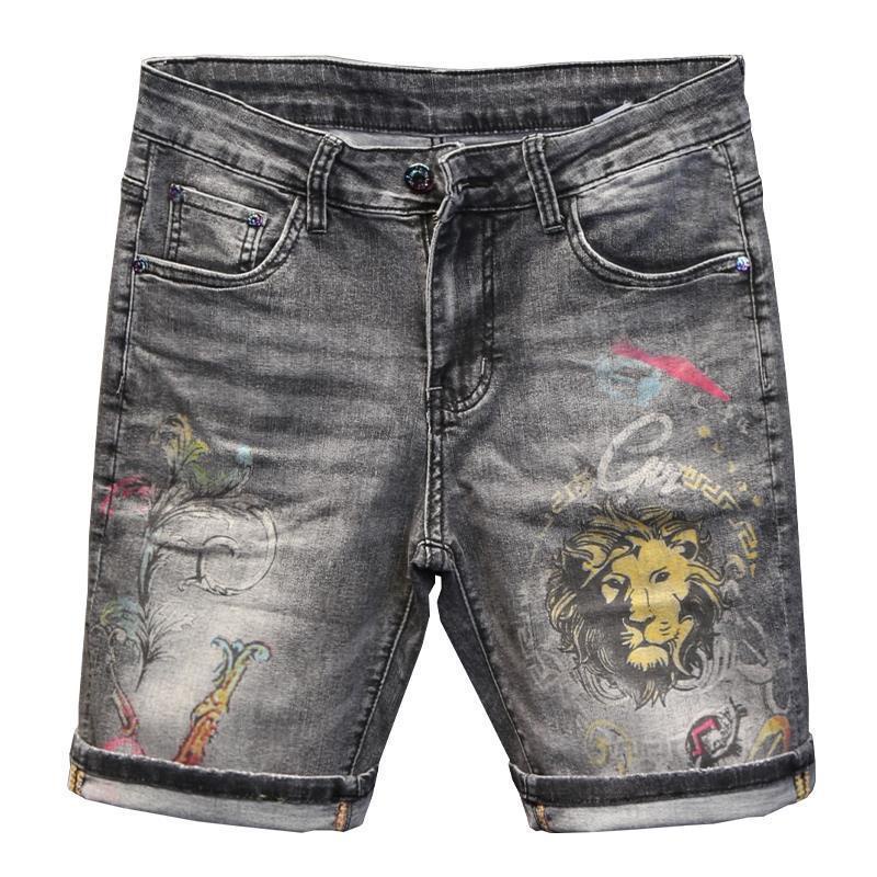 Quần short jean rách màu xám đen phong cách Hàn Quốc cho nam